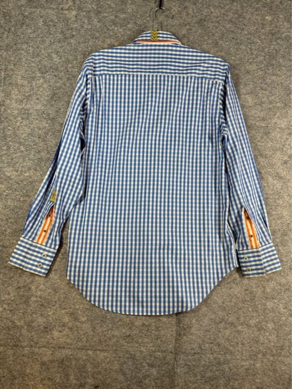 Robert Graham Men's Blue and White Gingham Button-Up Shirt Size S Flip Cuff - Picture 11 of 16